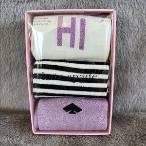 Kate Spade White, Black, and Purple Sock Trio